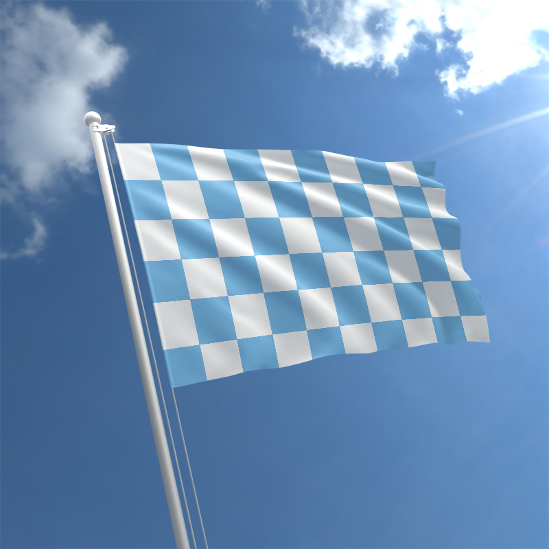 blue and white chequered flag