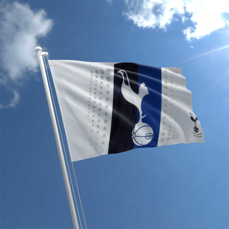 Tottenham Hotspur F.C. Flag Blowing in the Wind. Emblem of