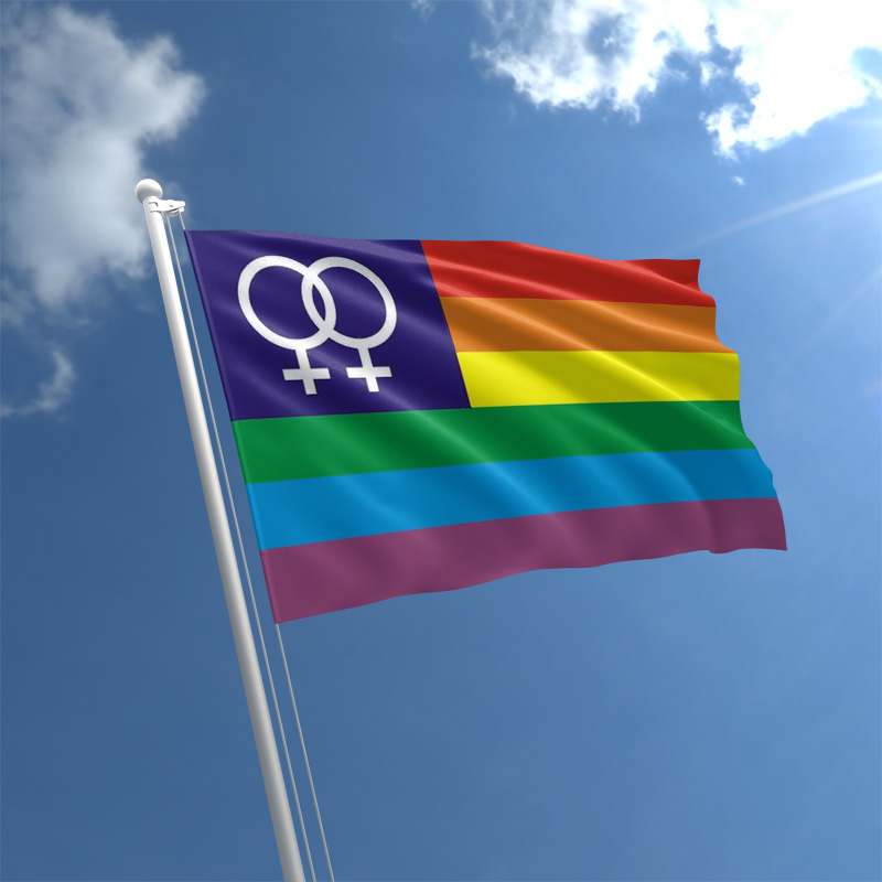 Gay Pride Rainbow Double Venus Symbol Flag (5ft x 3ft Premium