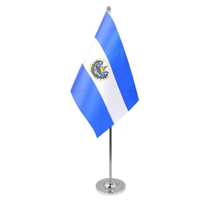 El Salvador Table Flag Satin | The Flag Shop